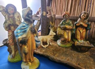 Vintage Christmas Nativity Manger Set 11 Figurines Sears 71 - 97136 Made In Italy