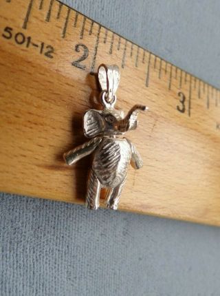 Vintage Sterling Silver Dancing Elephant Charm Drop - Head Arms Legs Move