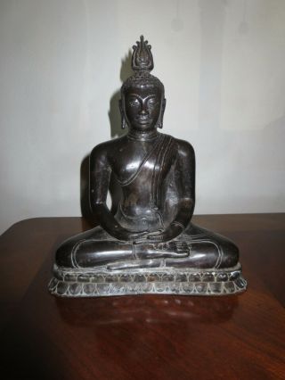 Sitting Ceylon Bronze Kandyan Buddha Statue From Sri Lanka