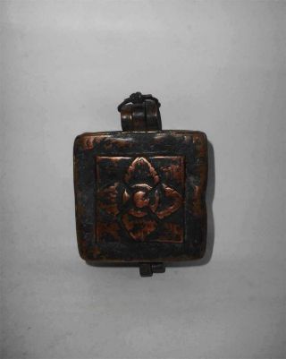 Antique Tibet Top Very High Aged Copper Buddhist Amulet Gau Box Double Vajra