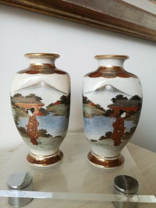 Exceptional Fine Antique Japanese Satsuma Vase ' s C 1890,  Meiji,  Signed 2