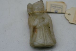 Antique Chinese Jade Man With The Monkey Carving Figurine Pendant F1