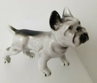 Vintage Bulldog Figurine Black And White Ceramic Porcelain Made In Japan 5 X 3