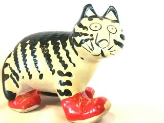 B Kliban Black & White Cat Bank Red Seakers Stopper Intact Knock Off