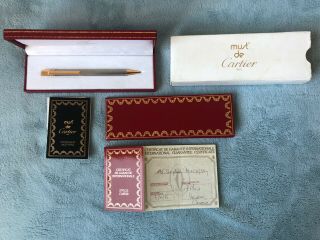 Cartier St150023 Santos Vintage Silver And Gold Ballpoint Pen W/box & Paperwork