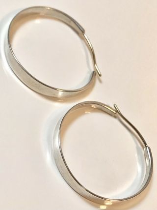 Vintage Ed Levin Stylish 1 1/8” Signed 925 Sterling Silver Hoop Earrings (347)