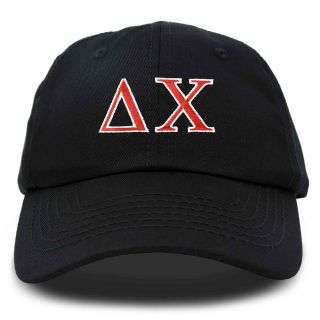 Delta Chi Fraternity Greek Letters Ball Cap Embroidered Hat Black