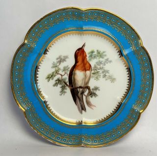 Set Of 2 Vintage Blue,  White And Gold Porcelain Plates