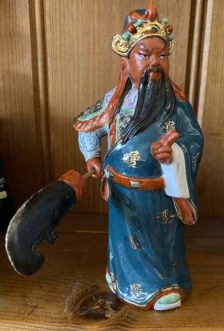 Vintage Famille Rose Porcelain Guan Yu Gong Warlord General Statue Figurine