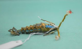 Antique Chinese Qing Gilt Kingfisher Feather Articulated Spiny Lobster No 5