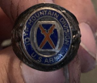 Vintage 10th Mountain Division Us Army Sterling Men Ring