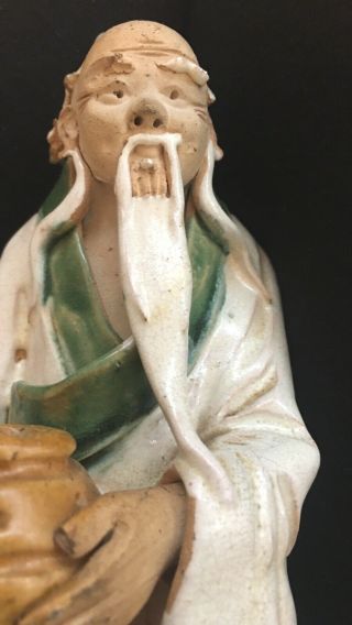 Antique Chinese Mudman Mud Man Vase Figure 8.  5” Circa 1891 - 1921 Impressed Mark