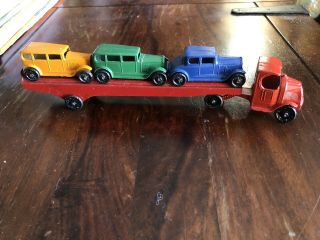 Vintage Rare 1933 Tootsietoy 190 Mack Auto Transport Truck With 3 Buick Cars