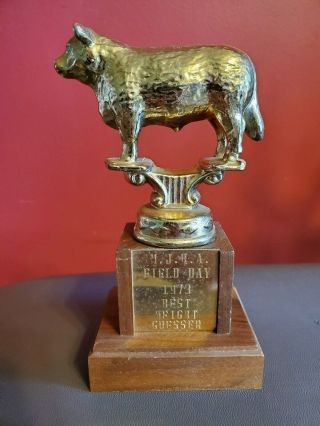 1973 Vintage 4h Fair Show Trophy Cattle Show Best Weight Guesser Mi Jr Hereford