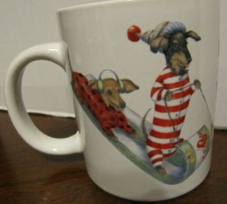 Dachshund Christmas Coffee Mug Ceramic Cup Wiener Dog Sled Ride Iq Accessories