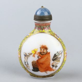 Chinese Exquisite Handmade Mythology Figure Pattern Glass Snuff Bottle