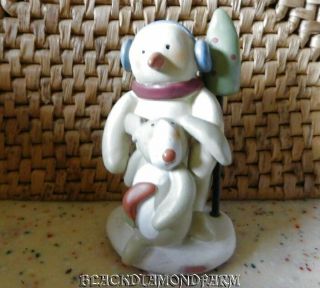 Bonnie Lynn Snowman And Rabbit Figurine Cute