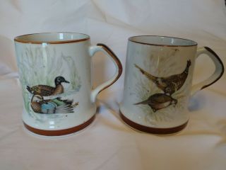 2 Vintage Coffee Cups / Mugs With Gorgeous Ducks & Pheasants