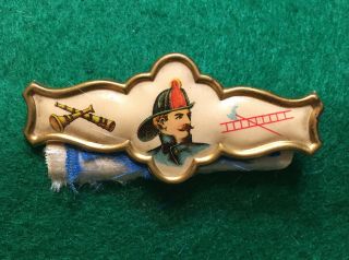 Antique Fireman’s Badge Pinback Pin Missing Ribbon Hook & Ladder Newark Nj