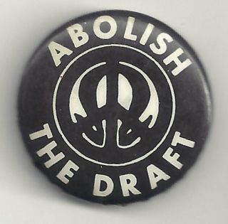 Abolish The Draft Omega & Peace Sign Pin War Resistance Pin Anti Viet Nam Pin