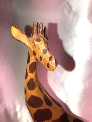 Wow Rare Vintage Hand Carved Tribal Wood Giraffe Made In Kenya