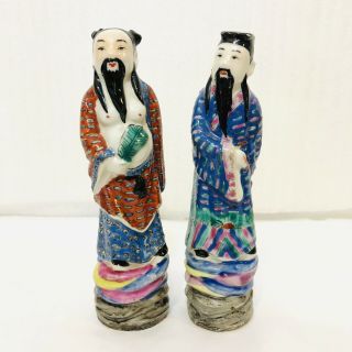 Late 19th Early 20th C.  Chinese 2 Figures Of Eight Immortals Qing Dynasty 5 1/2 "