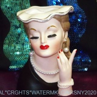 Joan Crawford Napco Lg 6 " Headvase Lady Head Vase Vtg 50 