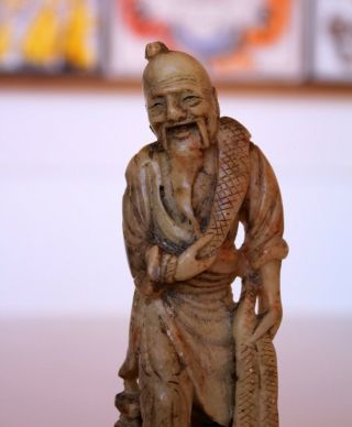 Very Fine Hand Carved Chinese Soapstone Sculpture/ Asian Soap Stone Figurine