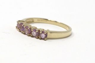 A Vintage Ladies 9ct 375 Yellow Gold Half Eternity Pink Tourmaline Ring 24726 2