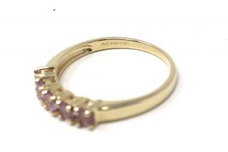 A Vintage Ladies 9ct 375 Yellow Gold Half Eternity Pink Tourmaline Ring 24726 3