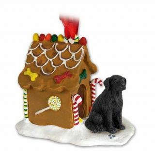 Flat Coated Retriever Dog Ginger Bread House Christmas Ornament