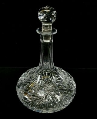 Vintage Quality ABP Style Cut Leaded Crystal Ships Decanter Made In Poland NMINT 2