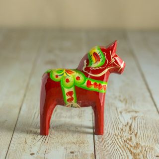 Miniature Red Dala Horse 3 " Hand Painted Grannas A.  Olssons Sweden