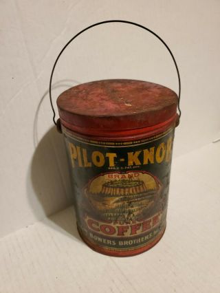 Vintage Pilot - Knob Coffee Can 3lb Pilot Mountain Nc Mt.  Pilot Andy Griffith Show
