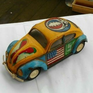 Rare Vintage 8 " Steel Metal Vw Volkswagen Beetle Bug Tonka Toy Car Art Painted