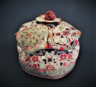 Fine Antique Chinese 19th Century Qing Dynasty Silk Embroidery Hat 2