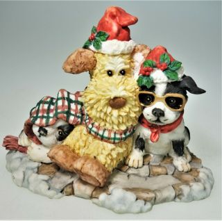 Christmas Holiday Puppy Dogs Figurine Mail Box Mailing Lab 3 Friends