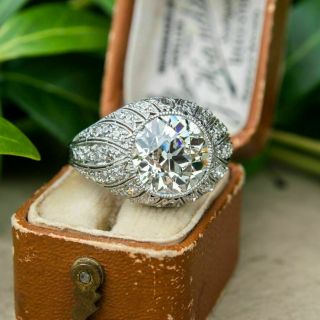 Filigree Antique Expensive Vintage Art Deco Ring 3ct Diamond 14k White Gold Over
