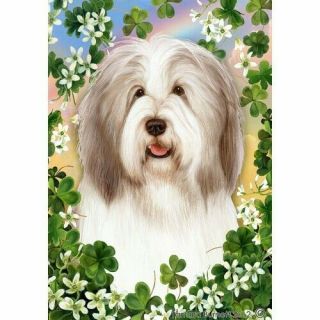 Clover Garden Flag - Fawn And White Bearded Collie 314831