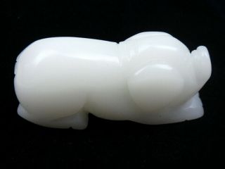 Hetian Jade Hand Carved Large Pendant Sculpture Lovely Seated Piggy 06151901
