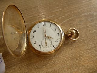 Quality Vintage Elgin Gold Plated Full Hunter Pocket Watch //