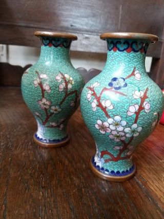 19th C Japanese Cloisonne Enamel Small Vases – Meiji Period