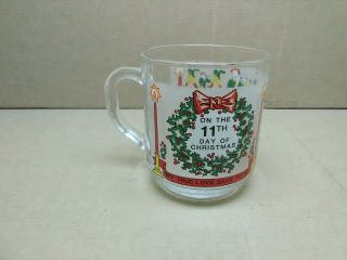 Vintage 1985 Luminarc 12 Days Of Christmas 10 Oz.  Coffee Cup Mug 11th Day