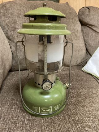 Vintage Sears Roebuck Model 72325 Avacado 2 Mantle Gas Lantern 1973