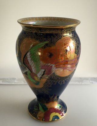 Vintage Art Deco Carlton Ware Lustre Enamels Chinese Bird Cloud Pattern Vase 3