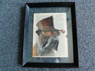 Vintage English Bulldog Framed Print On Antique Book Page