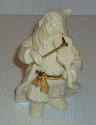 Lenox White Porcelain Santa Playing Violin 24 Kt Gold Accent Christmas Figurine