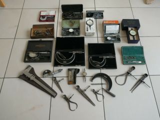 Joblot 30pc Vintage Tools Micrometer Dial Gauge Caliper Starratt Mitutoyo,
