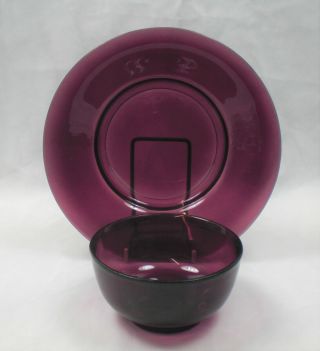 A Chinese Amethyst Peking Glass Bowl And Plate C.  1900