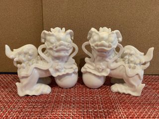 Chinese White Porcelain Foo Dogs Figures